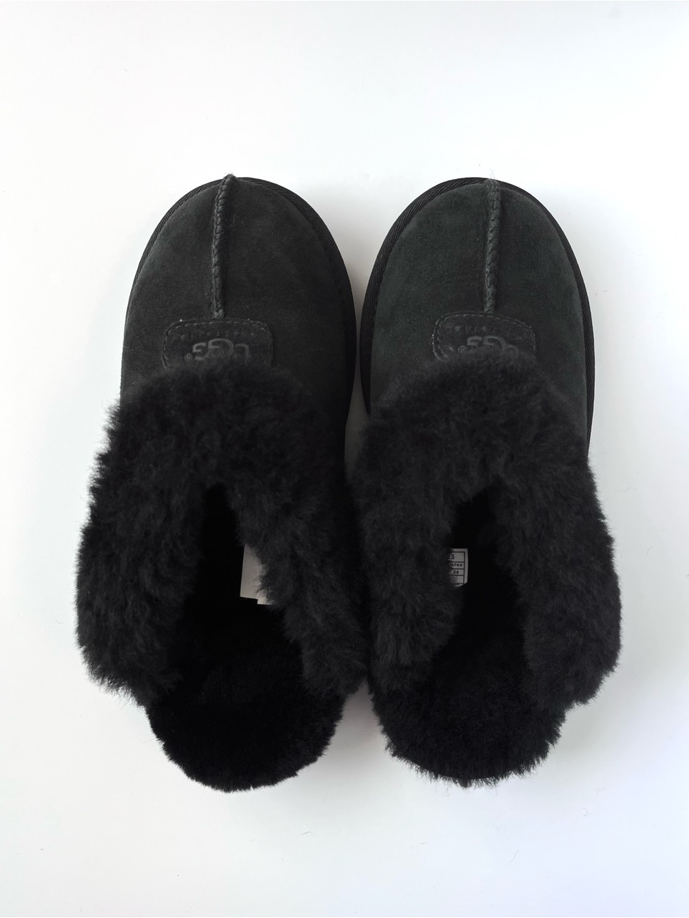 UGG Australia Coquette Shearling Collar Plush Slippers Black Women’s Size 7 - Picture 6 of 9